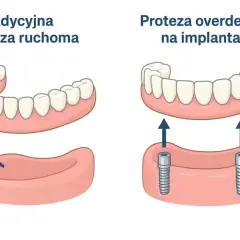 Porównanie protezy ruchomej i protezy overdenture na 2 implantach. Sprawdź proteza overdenture na 2 implantach cena.